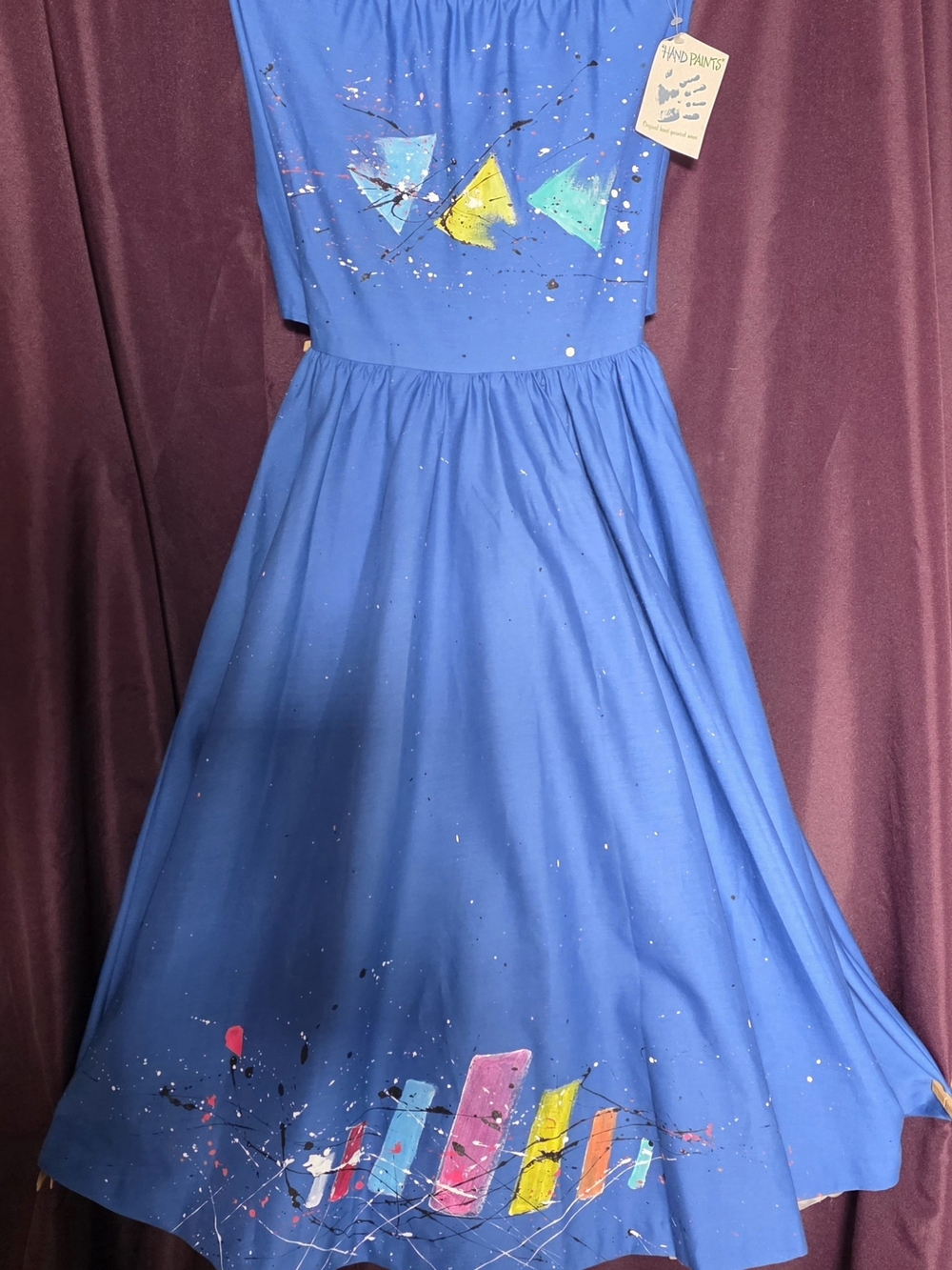 NWT RARE VINTAGE Queen's Way To Fashion Hand Painted 80s Strapless Dress